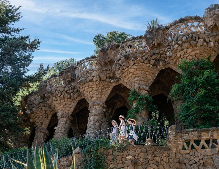 An artistic depiction of Park Güell in Barcelona