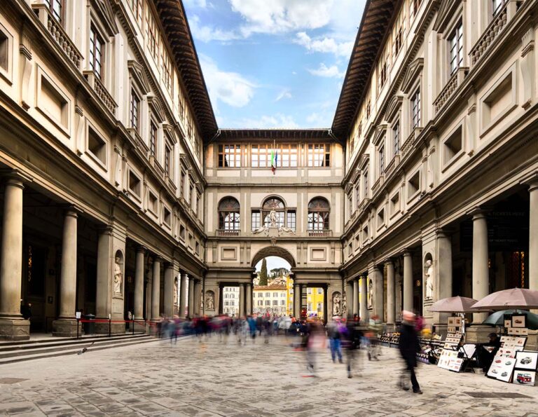 Entrance of the Uffizi Gallery in Florence tours