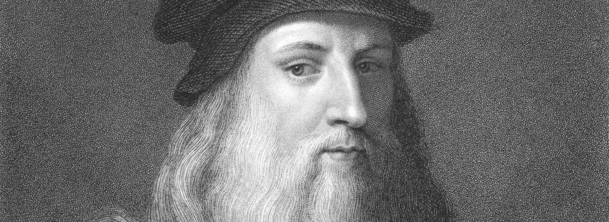 Leonardo Da Vinci on engraving from the 1850s. Italian polymath, scientist, inventor, painter, mathematician, engineer, anatomist, sculptor, architect, botanist, musician and writer. Widely considered to be one of the greatest painters of all time and perhaps the most diversely talented person ever to have lived. Engraved by J. Pofselwhite and published in London by Wm.S.Orr & Co.