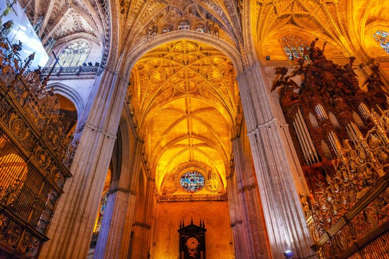 inside of the seville cathedral in spain