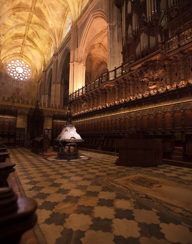 inside a cathedral in the city of seville spain