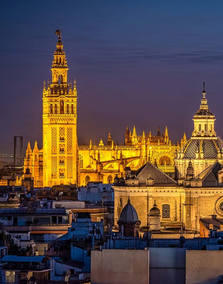 night view of seville spain